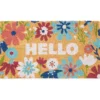 "Hello" Tan & Multi-Color Juniper Floral Coir Doormat -Household Items Sale 810591716 A0 1