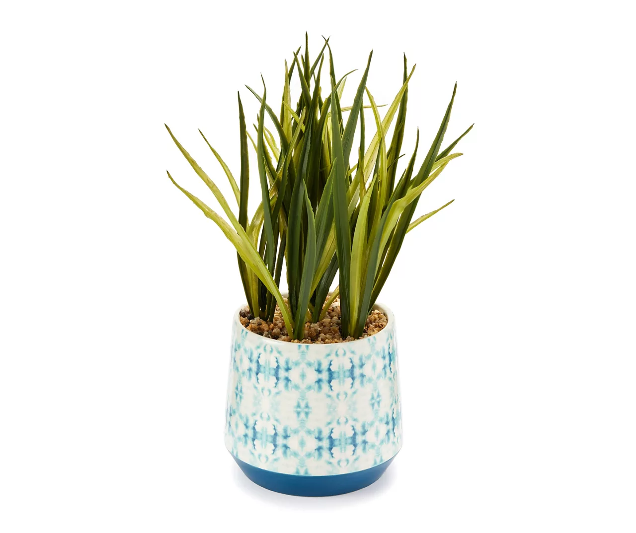 Grecian Getaway Green Artificial Greenery With White & Blue Ceramic Pot 3 Grecian Getaway Green Artificial Greenery With White & Blue Ceramic Pot