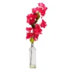 Grecian Getaway Red Artificial Bougainvillea Stem With Glass Vase -Household Items Sale 810592588 A0