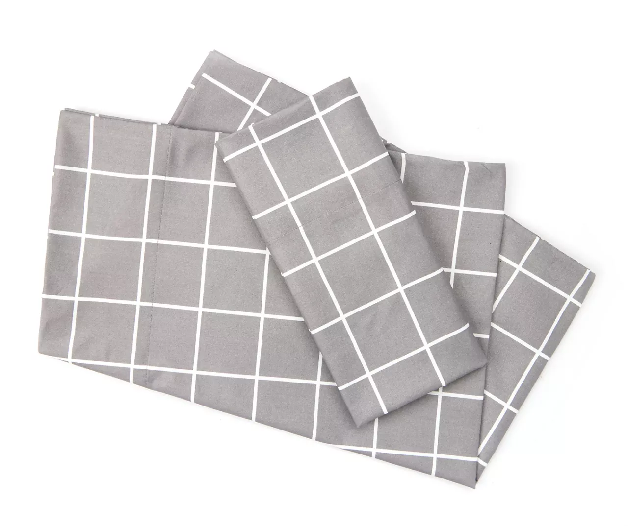 Real Living Gray & White Windowpane Microfiber Sheet Set 3 Real Living Gray & White Windowpane Microfiber Sheet Set