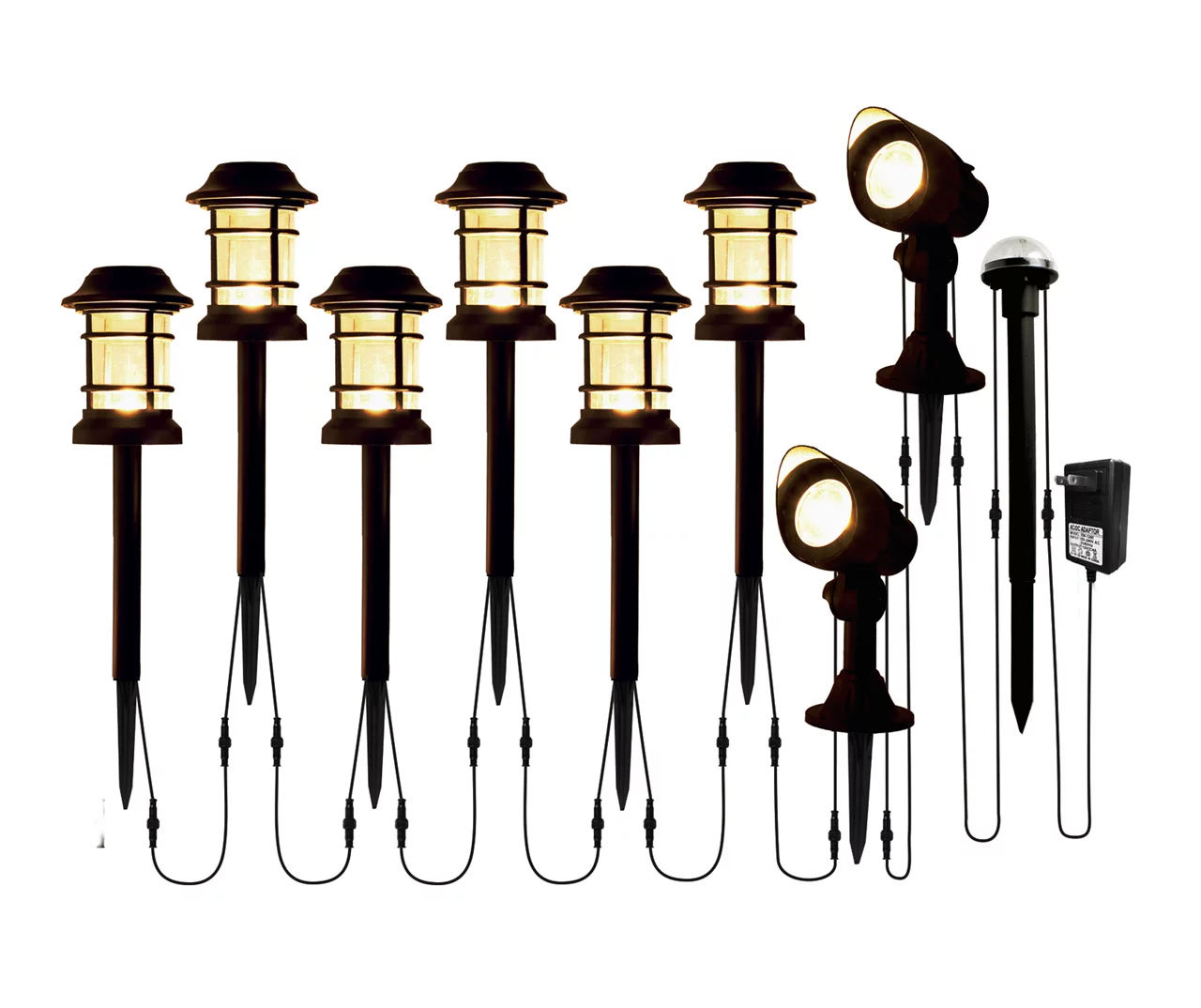 Low Voltage 8-Piece LED Photocell Pathway Marker & Spotlight Set 3 Low Voltage 8-Piece LED Photocell Pathway Marker & Spotlight Set