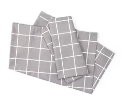 Real Living Gray & White Windowpane Microfiber Sheet Set 6 Real Living Gray & White Windowpane Microfiber Sheet Set -Household Items Sale 810594267 810592851 810592820 A0