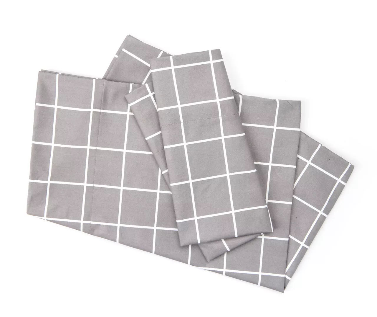 Real Living Gray & White Windowpane Microfiber Sheet Set 4 Real Living Gray & White Windowpane Microfiber Sheet Set - Image 2
