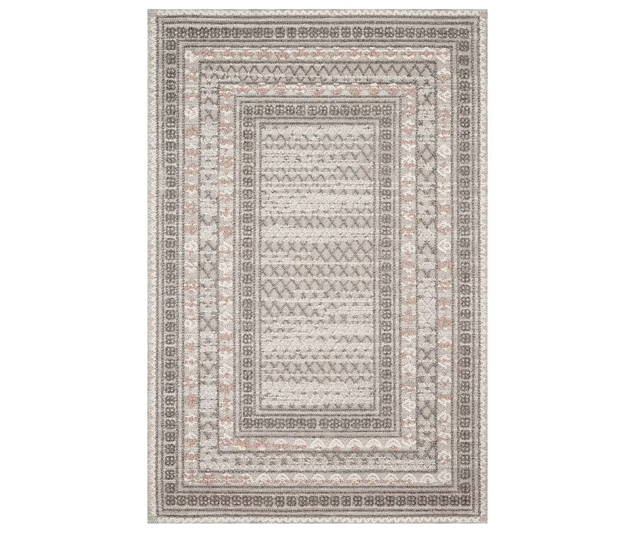 Summertime Gray & Ivory Geometric Borders Outdoor Area Rug, (8' X 10') 3 Summertime Gray & Ivory Geometric Borders Outdoor Area Rug, (8' X 10')