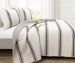 Farmhouse White & Black Stripe Reversible Full/Queen 3-Piece Quilt Set 12 Farmhouse White & Black Stripe Reversible Full/Queen 3-Piece Quilt Set -Household Items Sale 810595946 1