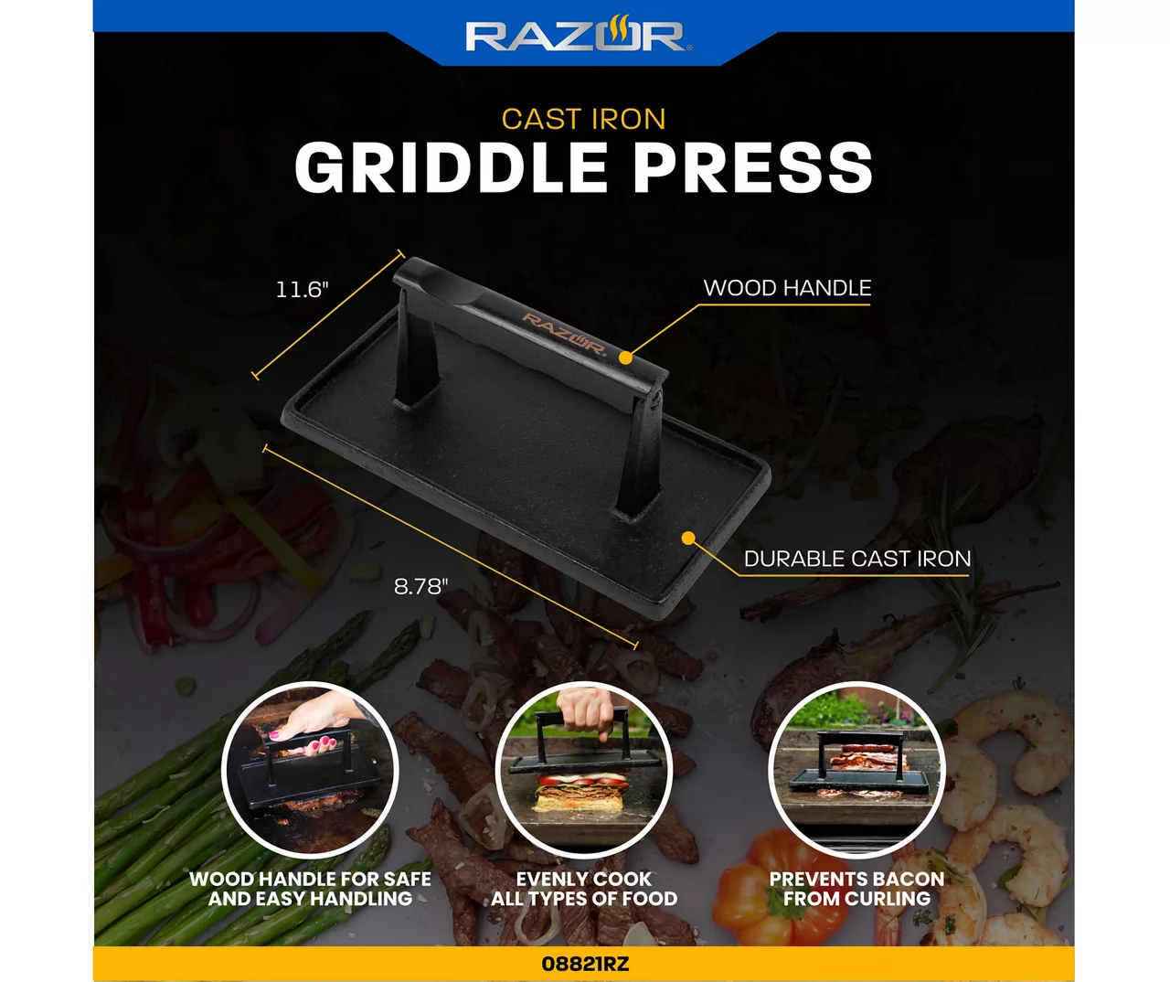 RAZOR Cast Iron Griddle Press 9 RAZOR Cast Iron Griddle Press - Image 7