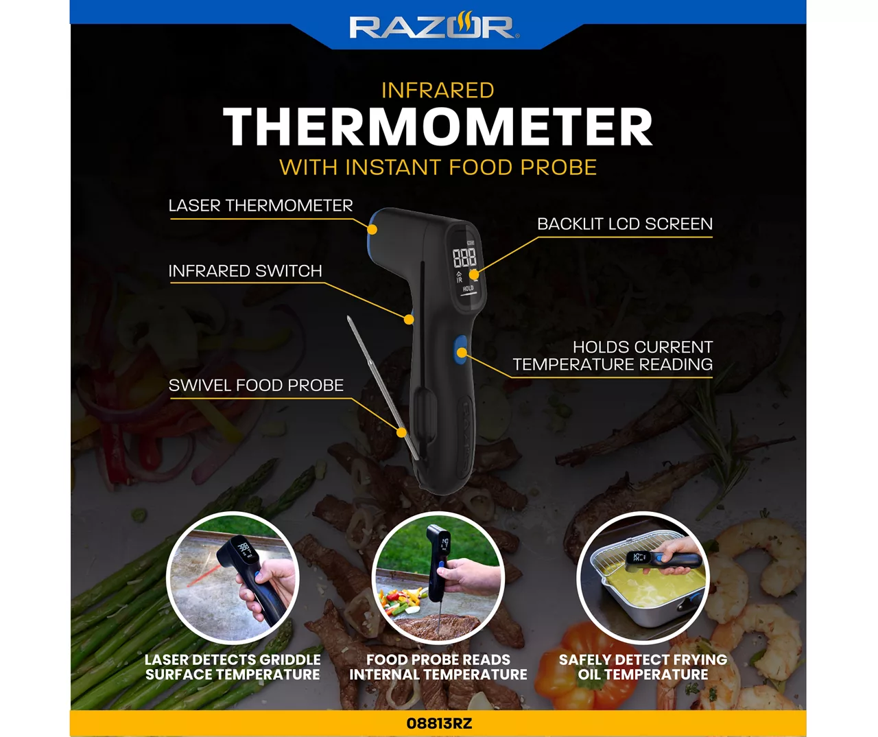 RAZOR Digital Infrared Thermometer With Instant Food Probe 10 RAZOR Digital Infrared Thermometer With Instant Food Probe - Image 8