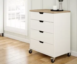 Evolution Vantage White & Weathered Oak 4-Drawer Storage Cart -Household Items Sale 810597741 5