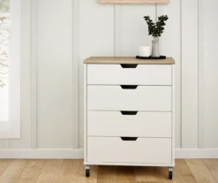 Evolution Vantage White & Weathered Oak 4-Drawer Storage Cart -Household Items Sale 810597741 6