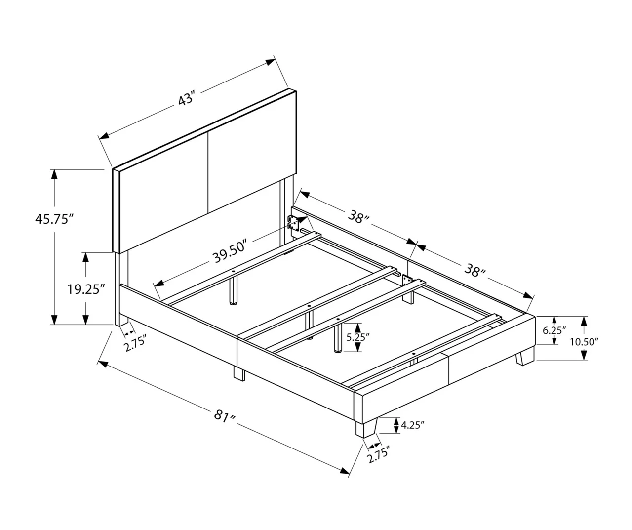 Monarch Faux Leather Twin Bed 11 Monarch Faux Leather Twin Bed - Image 9