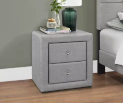 Monarch Linen Upholstered Nightstand -Household Items Sale 810598500 B0