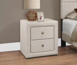 Monarch Linen Upholstered Nightstand -Household Items Sale 810598501 B0
