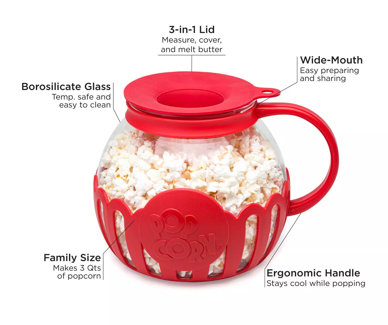Ecolution Micro-Pop Red Microwave Popcorn Popper, 3 Quarts 6 Ecolution Micro-Pop Red Microwave Popcorn Popper, 3 Quarts - Image 4