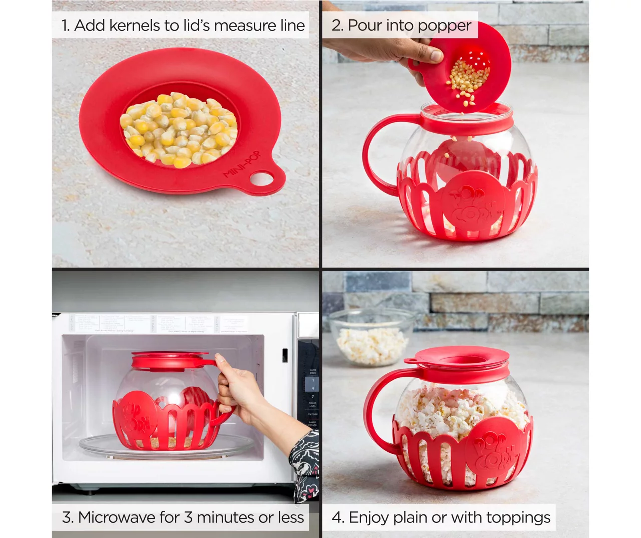 Ecolution Micro-Pop Red Microwave Popcorn Popper, 3 Quarts 9 Ecolution Micro-Pop Red Microwave Popcorn Popper, 3 Quarts - Image 7