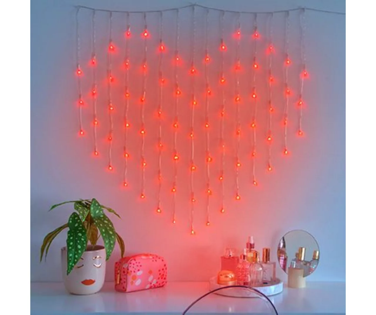 Red Heart Shape Curtain LED Light Set, 76 Lights 3 Red Heart Shape Curtain LED Light Set, 76 Lights