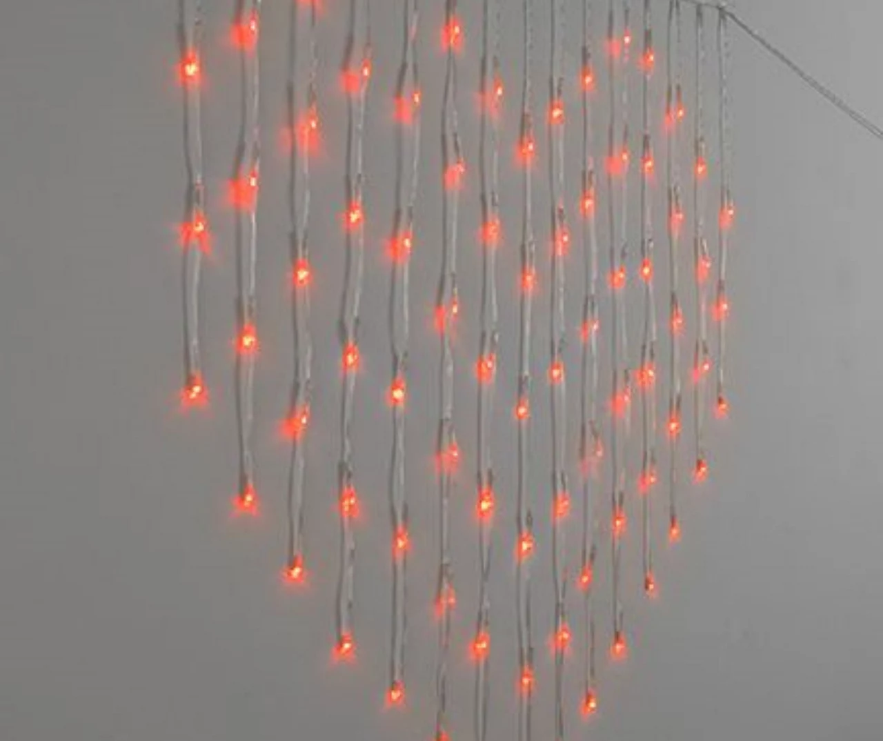 Red Heart Shape Curtain LED Light Set, 76 Lights 4 Red Heart Shape Curtain LED Light Set, 76 Lights - Image 2