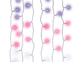 Cool White, Pink & Purple Ombre LED 7-Strand Ceiling Curtain Lights