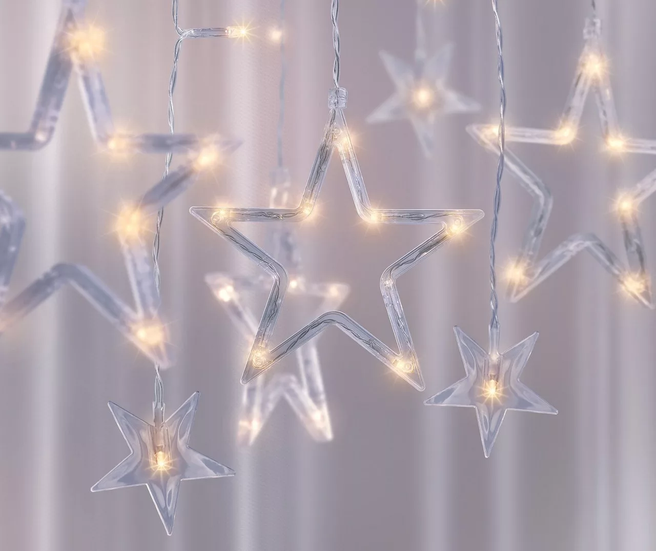 Warm White Large Stars 7-Strand LED Curtain Lights 4 Warm White Large Stars 7-Strand LED Curtain Lights - Image 2