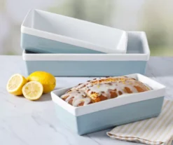 Martha Stewart Dusty Blue 3-Piece Stoneware Baker Set -Household Items Sale 810603502 3