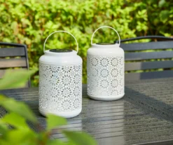 White Flower Cut-Out Metal LED Solar Lanterns, 2-Pack 18 White Flower Cut-Out Metal LED Solar Lanterns, 2-Pack -Household Items Sale 810607499 A0 5