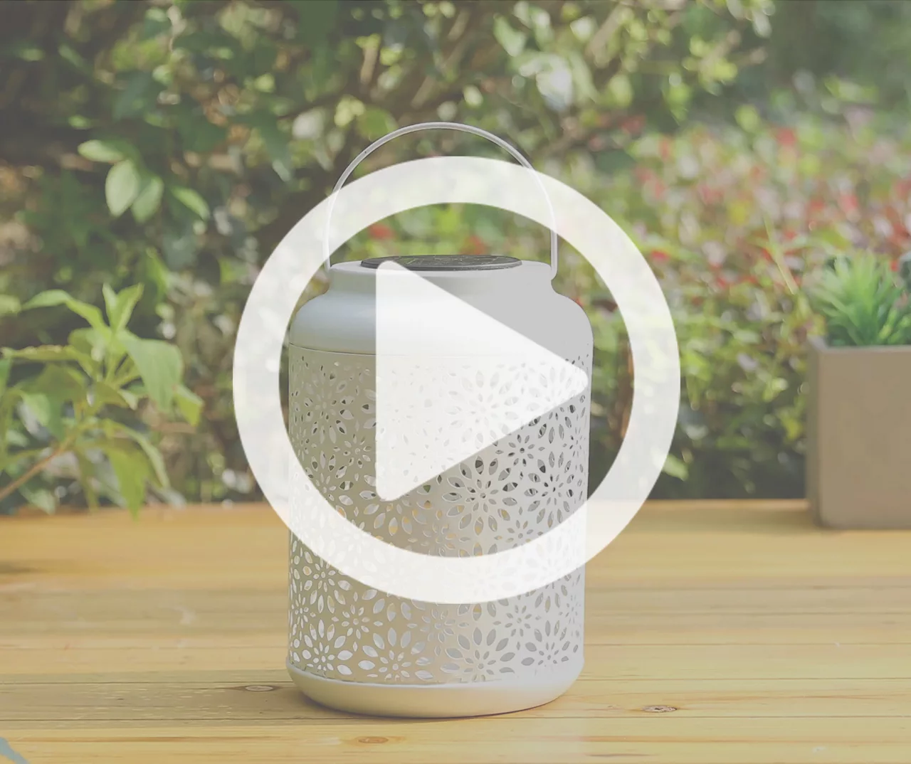 White Flower Cut-Out Metal LED Solar Lanterns, 2-Pack 9 White Flower Cut-Out Metal LED Solar Lanterns, 2-Pack - Image 7