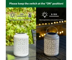 White Flower Cut-Out Metal LED Solar Lantern 17 White Flower Cut-Out Metal LED Solar Lantern -Household Items Sale 810607500 A0 6