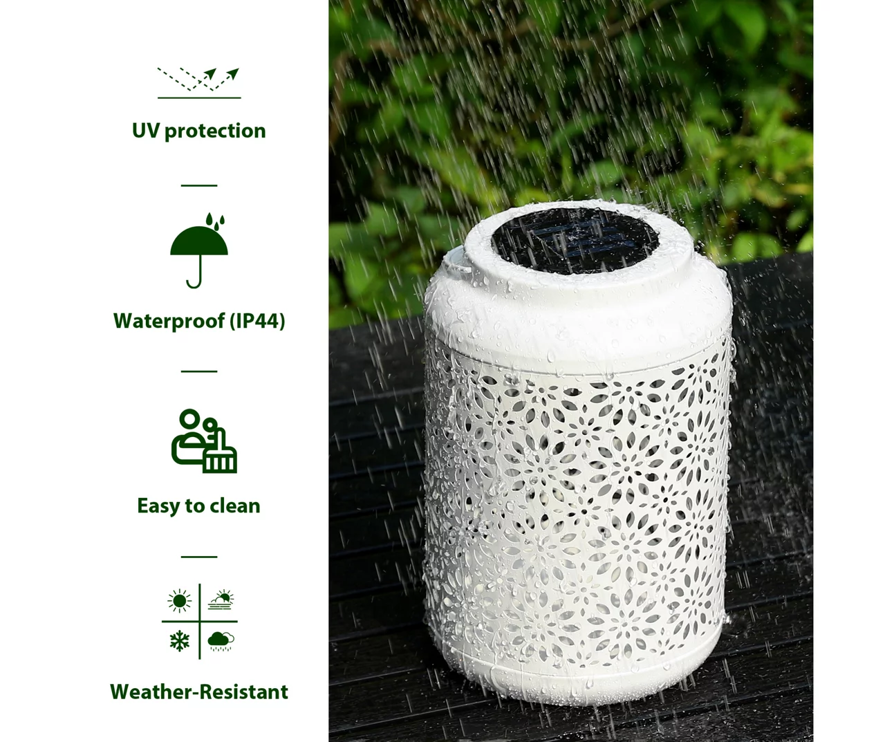 White Flower Cut-Out Metal LED Solar Lantern 9 White Flower Cut-Out Metal LED Solar Lantern - Image 7