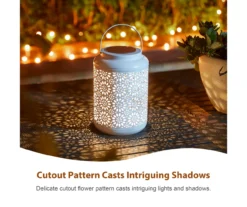 White Flower Cut-Out Metal LED Solar Lantern 19 White Flower Cut-Out Metal LED Solar Lantern -Household Items Sale 810607500 A0 8