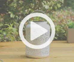 White Flower Cut-Out Metal LED Solar Lantern 16 White Flower Cut-Out Metal LED Solar Lantern -Household Items Sale 810607500 V0