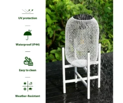 14.2" White Mesh Metal LED Solar Lantern 21 14.2" White Mesh Metal LED Solar Lantern -Household Items Sale 810607504 A0 8