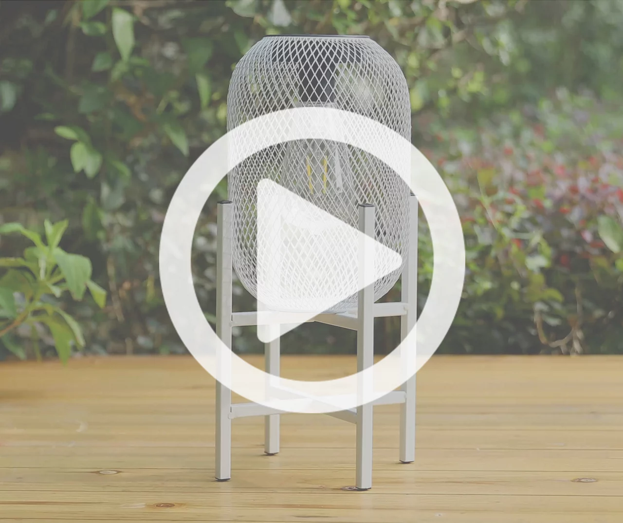 14.2" White Mesh Metal LED Solar Lantern 8 14.2" White Mesh Metal LED Solar Lantern - Image 6