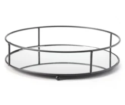 Black Mirrored Round Tray