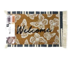 Melville Aspen White & Navy Stripe 2-Piece Layering Accent Rug & Mat Set