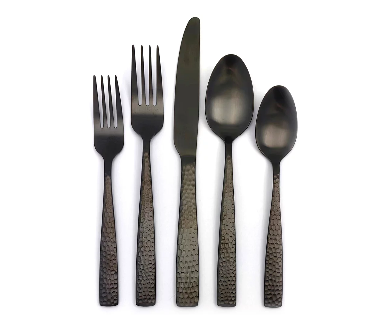 Matte Black Hammered 20-Piece Flatware Set 3 Matte Black Hammered 20-Piece Flatware Set