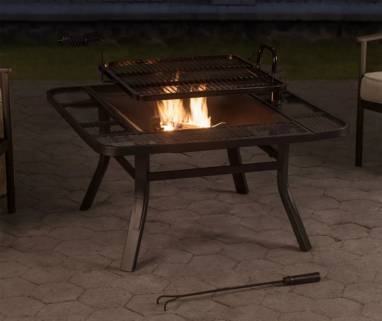 38" Darius Steel Wood Burning Fire Pit With Swing Grill 5 38" Darius Steel Wood Burning Fire Pit With Swing Grill - Image 3