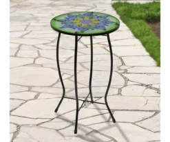 19" Peacock Feather Glass Garden Table -Household Items Sale 810612980 A0 2