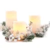 Snowy Pine & Berry 3-Piece LED Pillar Candle Set -Household Items Sale 810616496 A0