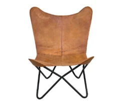 Tan Leather Butterfly Chair -Household Items Sale 810616677 A0 1