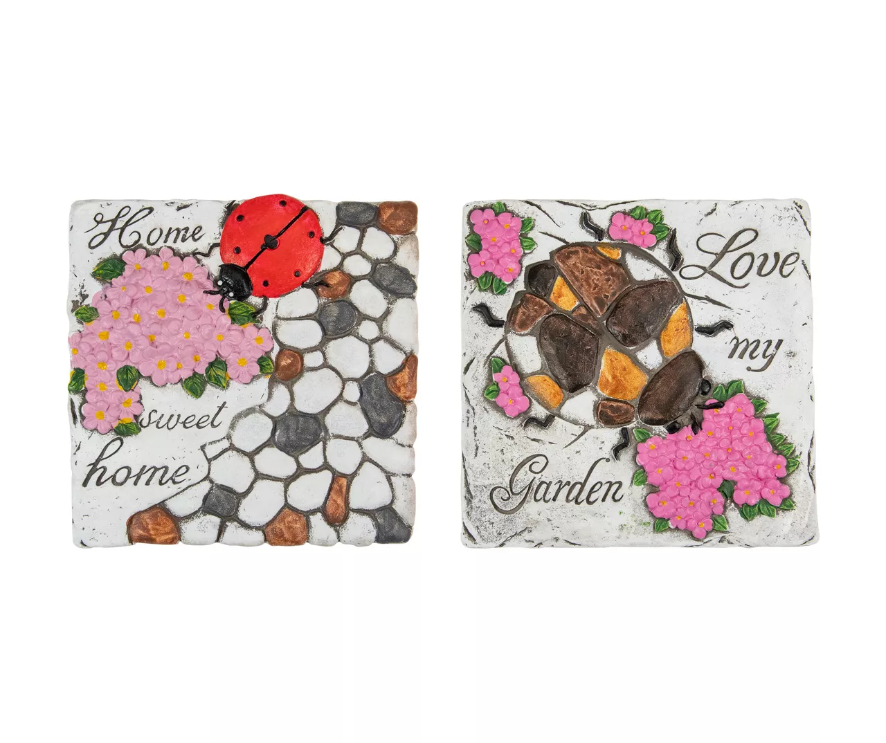 "Love My Garden" Ladybug & Floral Stepping Garden Stones, 2-Pack 3 "Love My Garden" Ladybug & Floral Stepping Garden Stones, 2-Pack