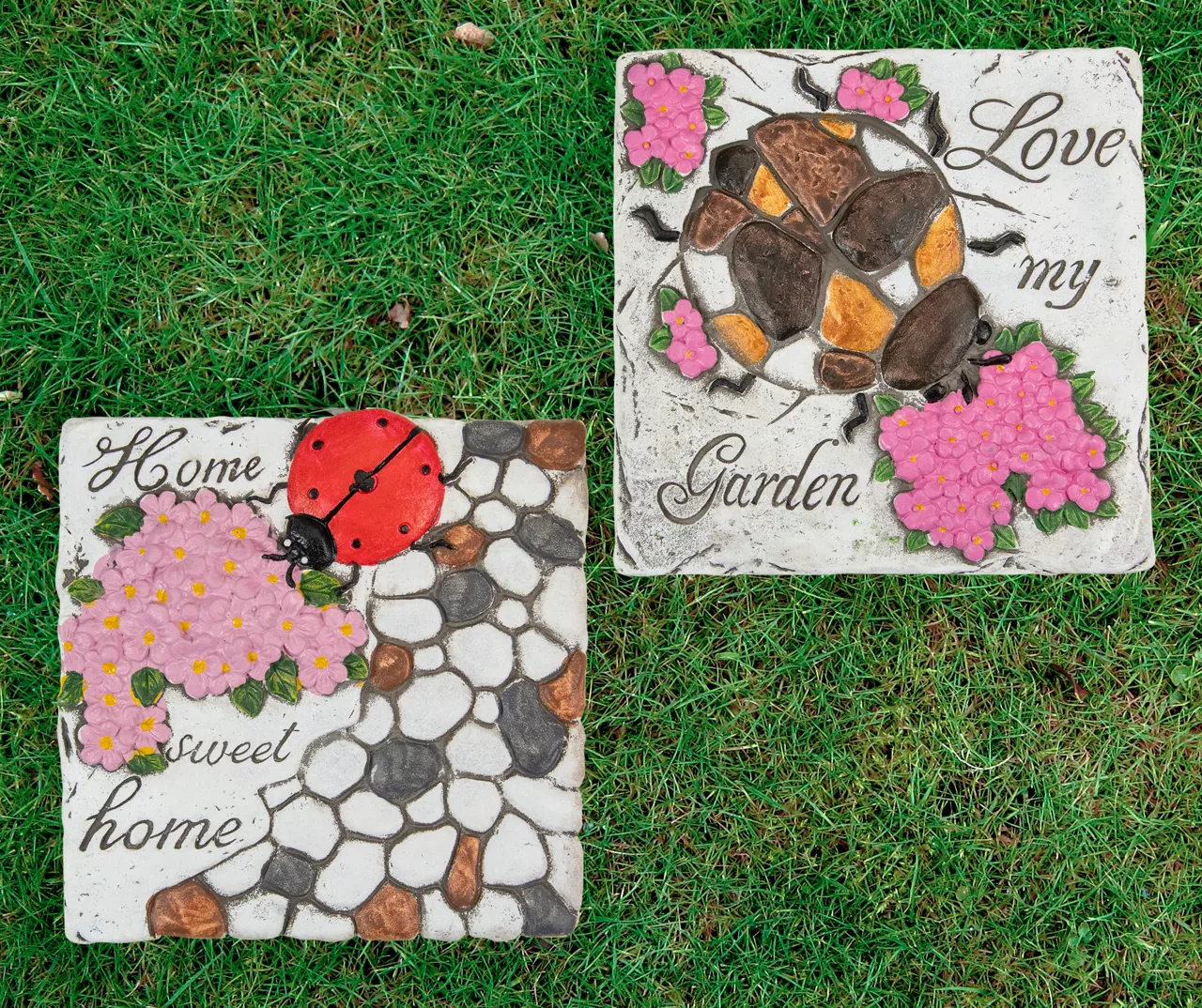 "Love My Garden" Ladybug & Floral Stepping Garden Stones, 2-Pack 4 "Love My Garden" Ladybug & Floral Stepping Garden Stones, 2-Pack - Image 2