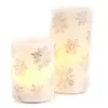 Silver Snowflake 2-Piece LED Pillar Candle Set -Household Items Sale 810617618 A0