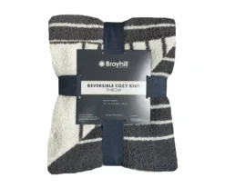 Gray & White Stripe Reversible Knit Throw, (50" X 60")