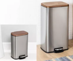 Silver & Rose Gold Stainless Steel 2-Piece Pedal Soft-Close Trash Can Set -Household Items Sale 810669709 A0 7