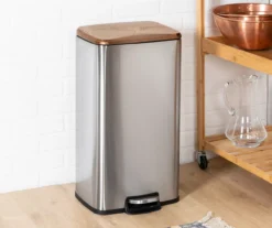 Silver & Rose Gold Stainless Steel 2-Piece Pedal Soft-Close Trash Can Set -Household Items Sale 810669709 A0 8