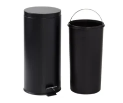 Matte Black Stainless Steel 8-Gal. Round Pedal Trash Can -Household Items Sale 810669725 A0 5