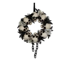 15" Skull, Rose & Chain Wreath